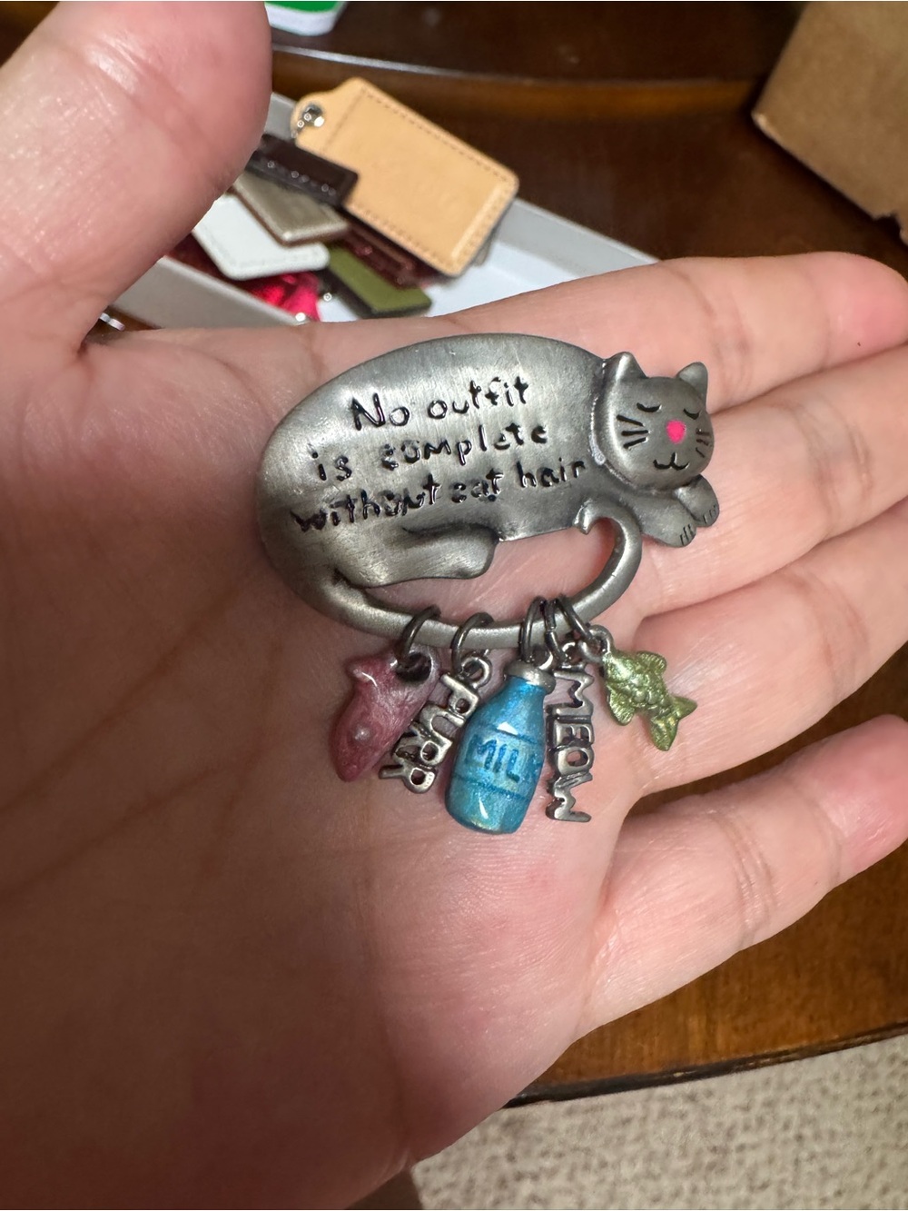 Jonette Jewelry Company Cat Brooch Pin “No outfit is complete without cat hair”